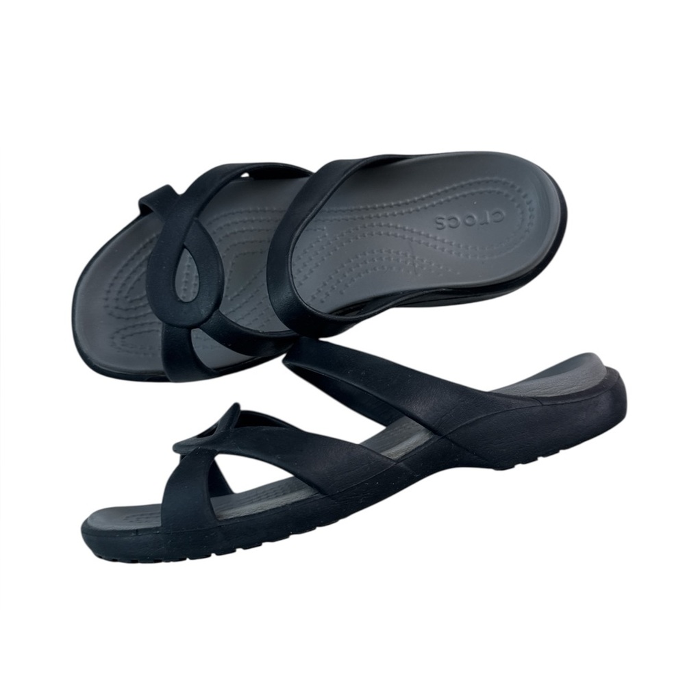 Crocs Meleen Twist sandals in black/smoke Size 6 - Picture 3 of 8